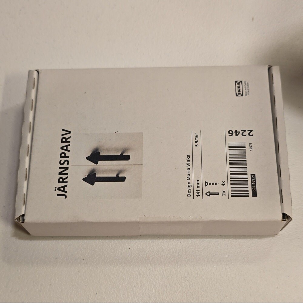 NEW IKEA JÄRNSPARV Black Matte Metal Screw-On Furniture Handles 141mm 2-Pack